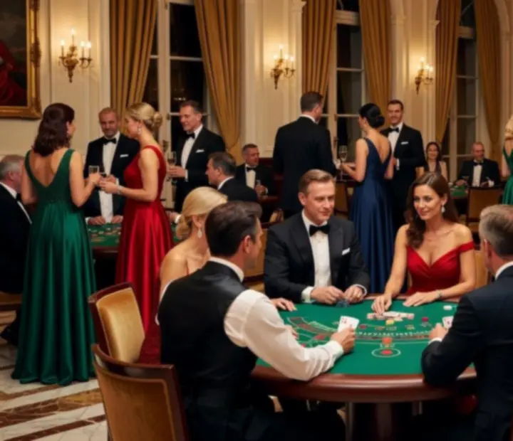 Galeria zdjęć z wieczorów kasynowych: eleganckie wnętrza, stoły do gry i goście