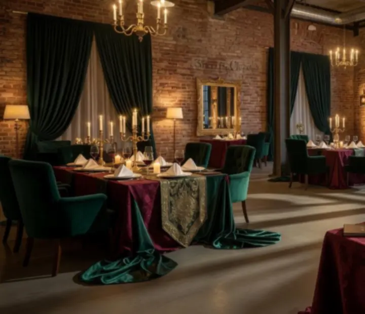 Ekskluzywna lokalizacja eventowa z elegancką aranżacją stołów